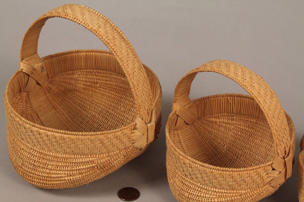 Lot 50: Set of 7 Miniature Graduated Baskets, Trevle Wood