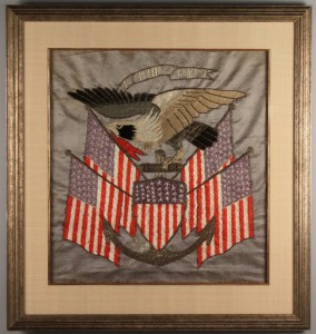 Lot 510: Silk Embroidered Eagle Picture, Great White Fleet