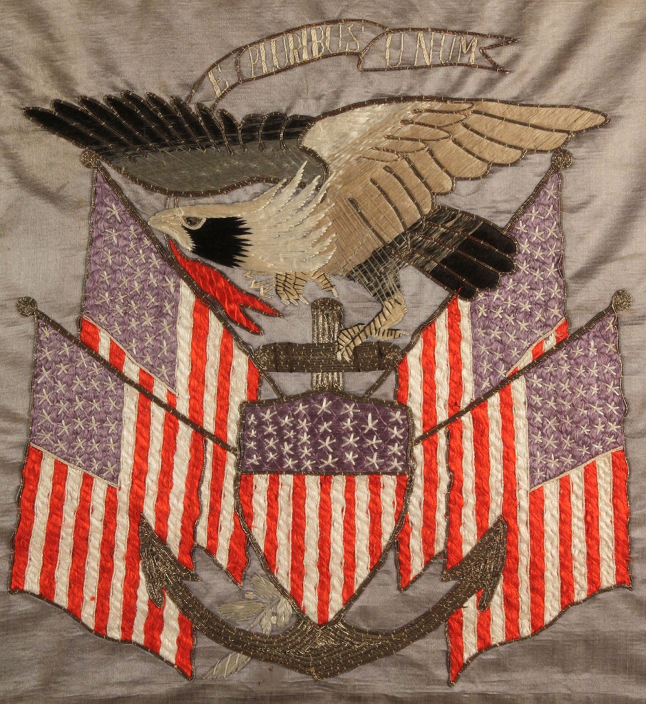Lot 510: Silk Embroidered Eagle Picture, Great White Fleet