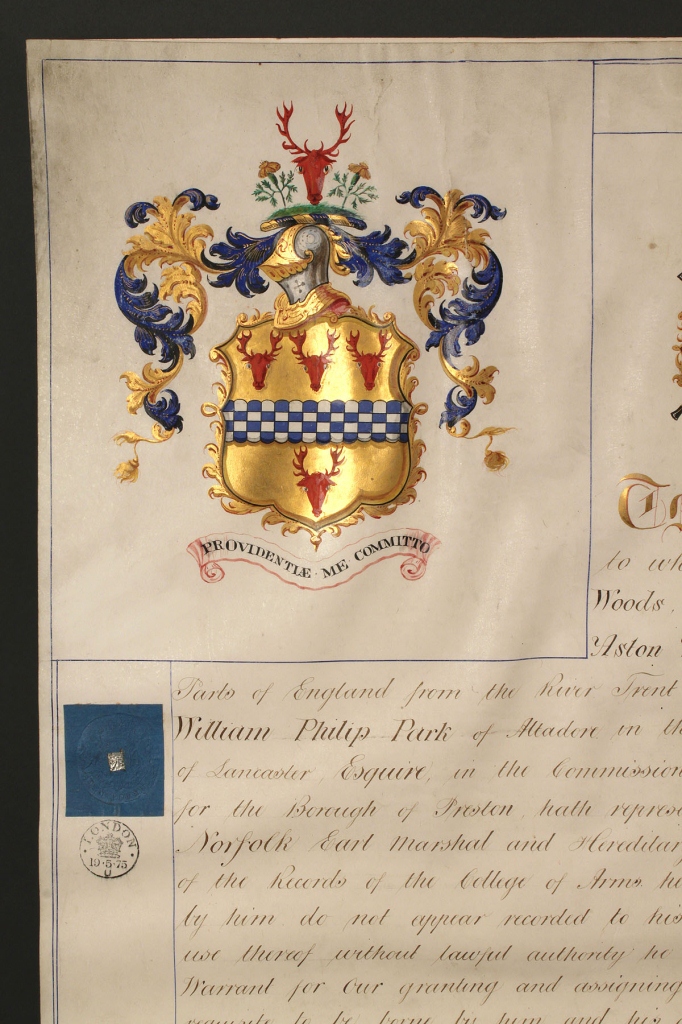 Lot 515: Manuscript Grant of Arms & Victoria Regina Box