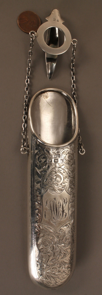 Lot 539: Sterling silver chatelaine eyeglass case