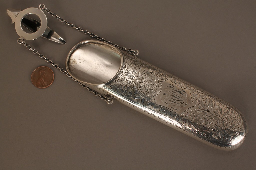 Lot 539: Sterling silver chatelaine eyeglass case