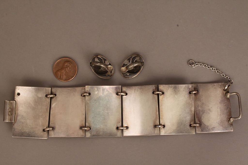 Lot 558: Mixed Metals Bracelet & Georg Jensen earrings
