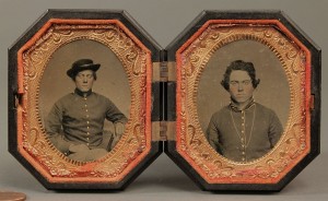 Lot 55: Pair of Civil War Tintypes in Hexagonal Case