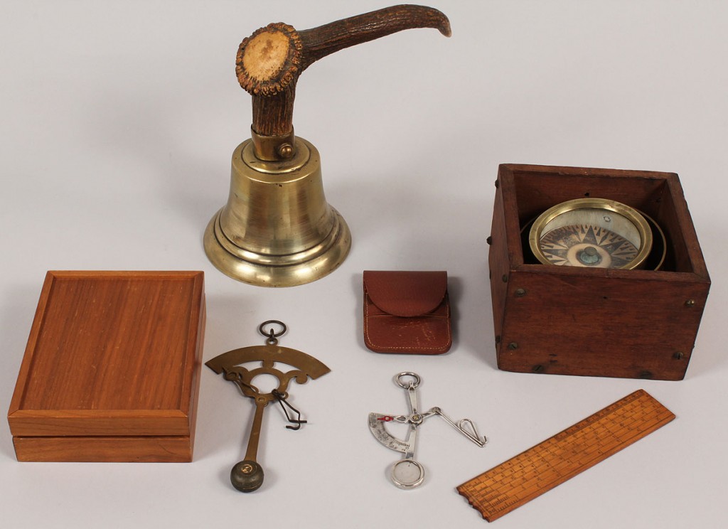 Lot 597: Brass, Sterling & Horn Desk Items, 5 total