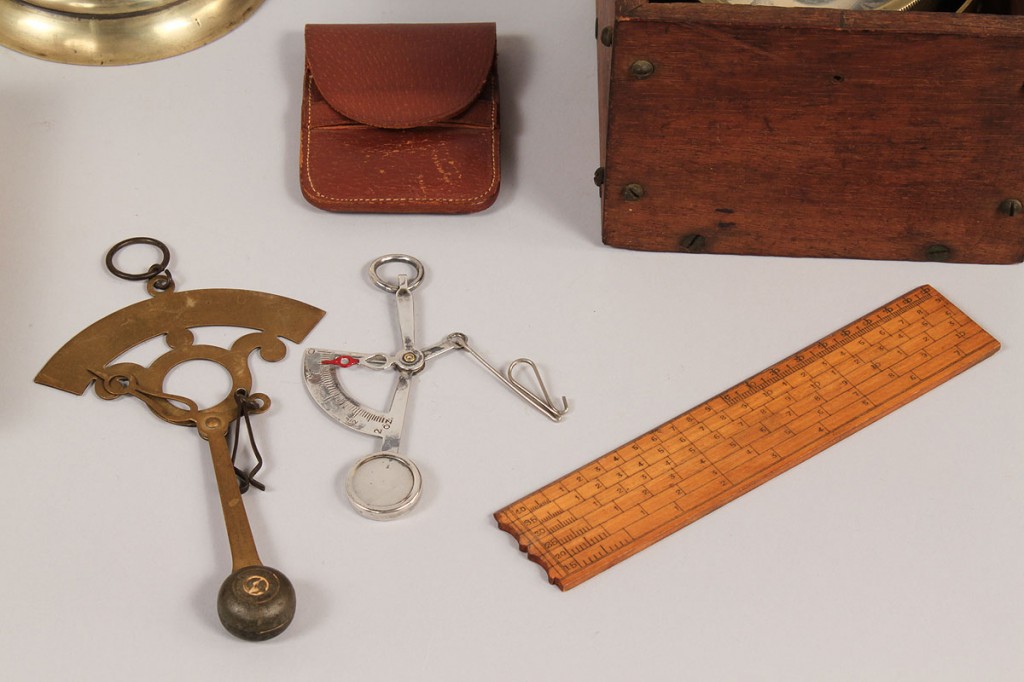 Lot 597: Brass, Sterling & Horn Desk Items, 5 total