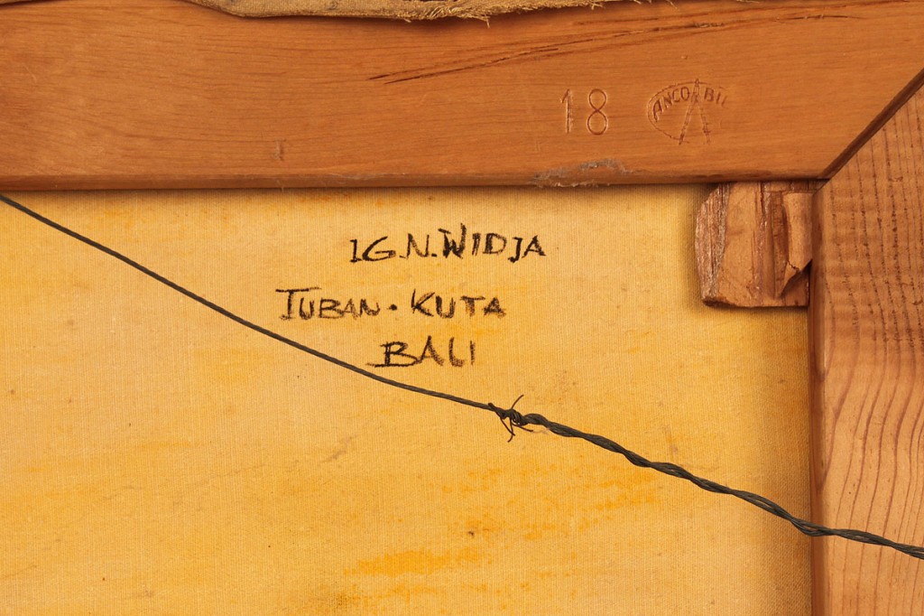 Lot 599: Balinese Gouache on Canvas painting, Widja