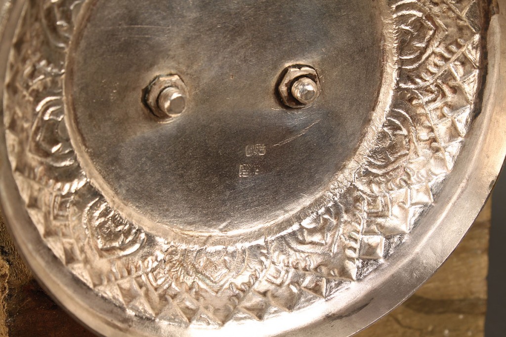 Lot 605: Asian Silver Compote w/ Relief Decoration