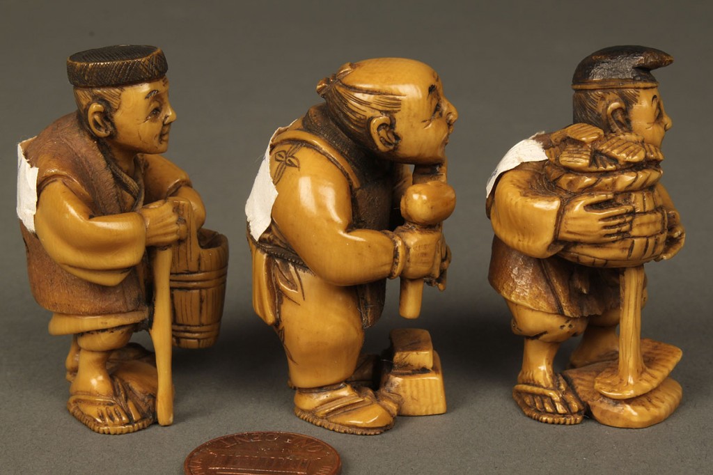 Lot 607: Ivory figural group of 6, various occupations