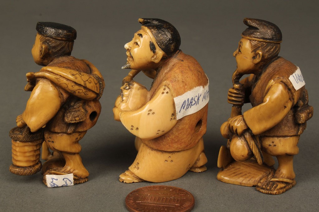 Lot 607: Ivory figural group of 6, various occupations