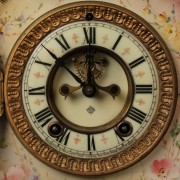 Lot 631: Ansonia Porcelain Mantle Clock w/ Royal Bonn Case | Case Auctions