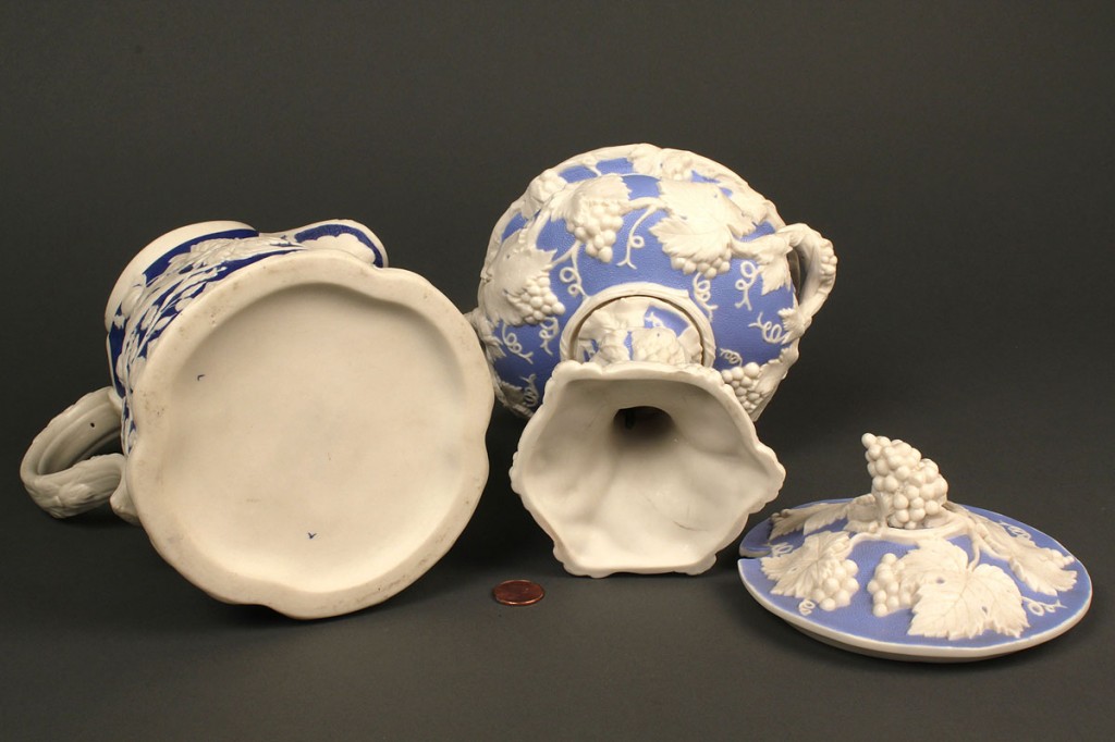 Lot 643: Lot of 2 Parian Items, Pitcher & Compote