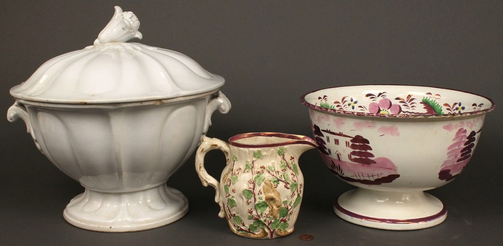 Lot 648: Lot of 3 pottery items,  Luster & Ironstone