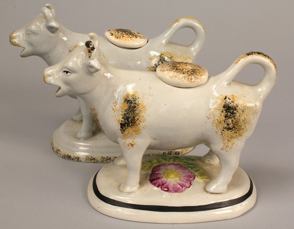 Lot 649: Lot of 4 Pottery Cow Creamers