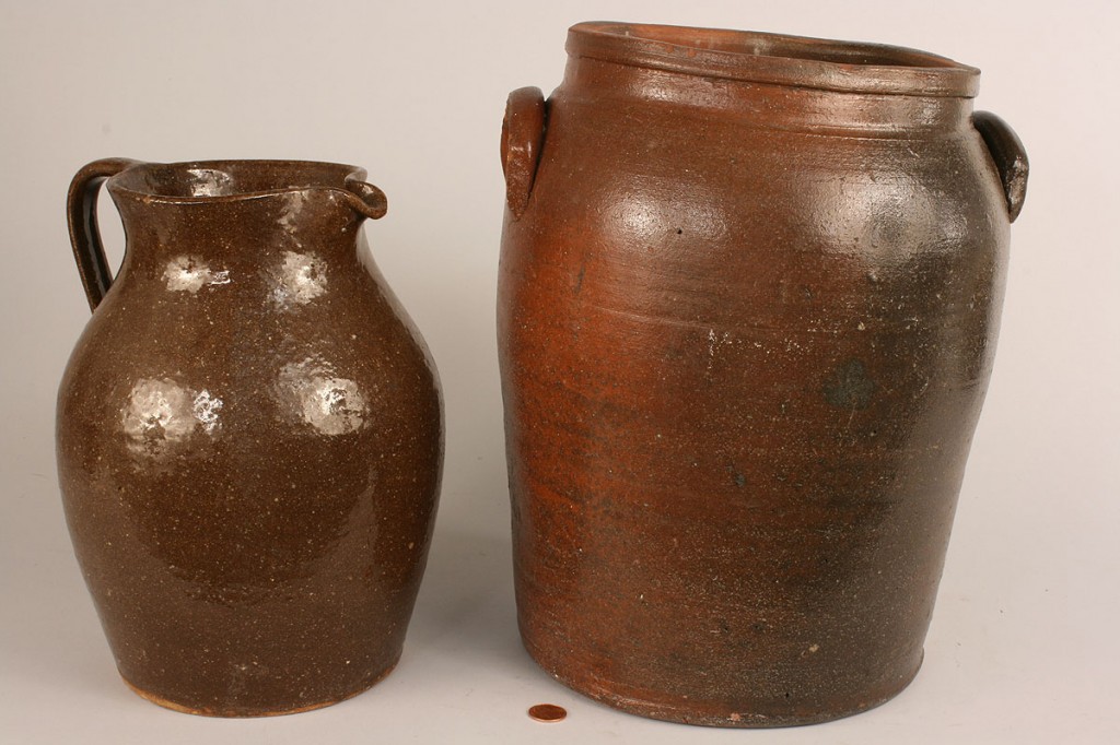 Lot 654: Lot of 2 Southern  Pottery Items, Pitcher & Jar