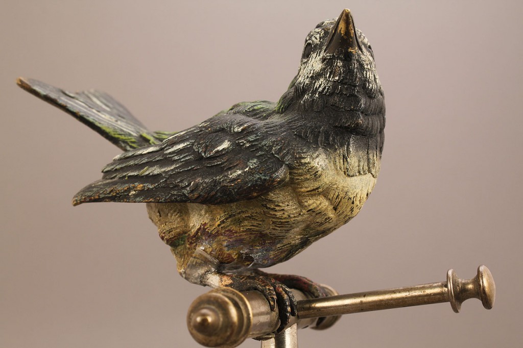 Lot 660: Figural brass sewing bird stand