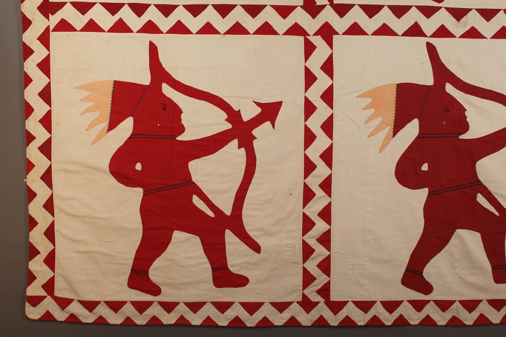 Lot 674: Applique quilt or wall hanging, Native American th