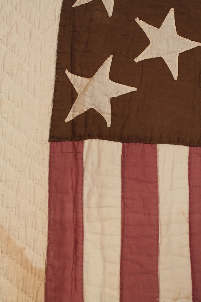 Lot 678: Patriotic hand stitched Quilt with Union Shield