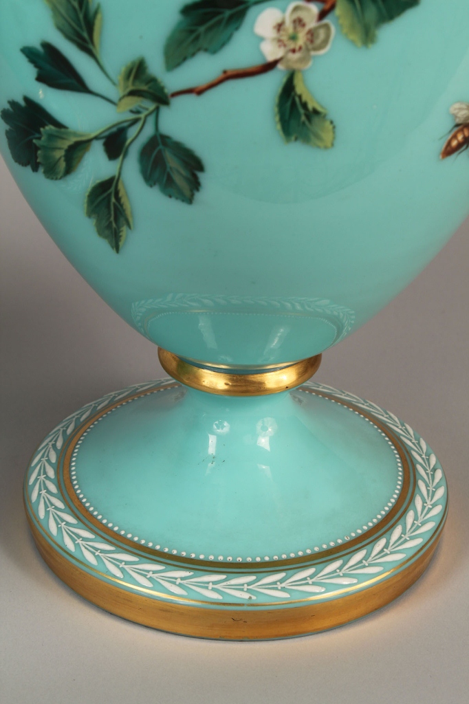 Lot 692: Pair of enameled Bristol Glass Vases