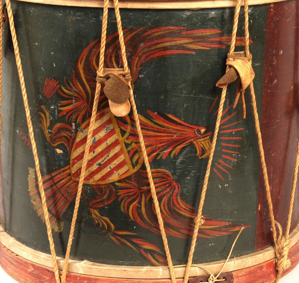 Lot 71: Early 19th century eagle decorated drum