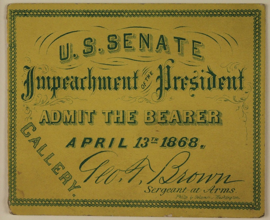 Lot 73: President Johnson Impeachment Ticket