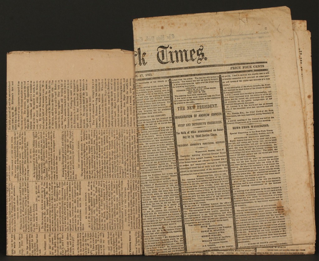 Lot 74: Two Lincoln Assassination Newspapers