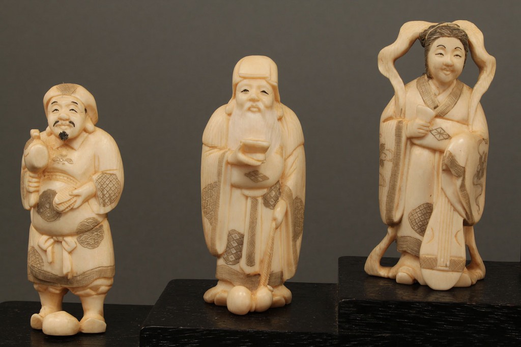 Lot 7: Chinese Carved Ivory Set, "Seven Lucky Gods"