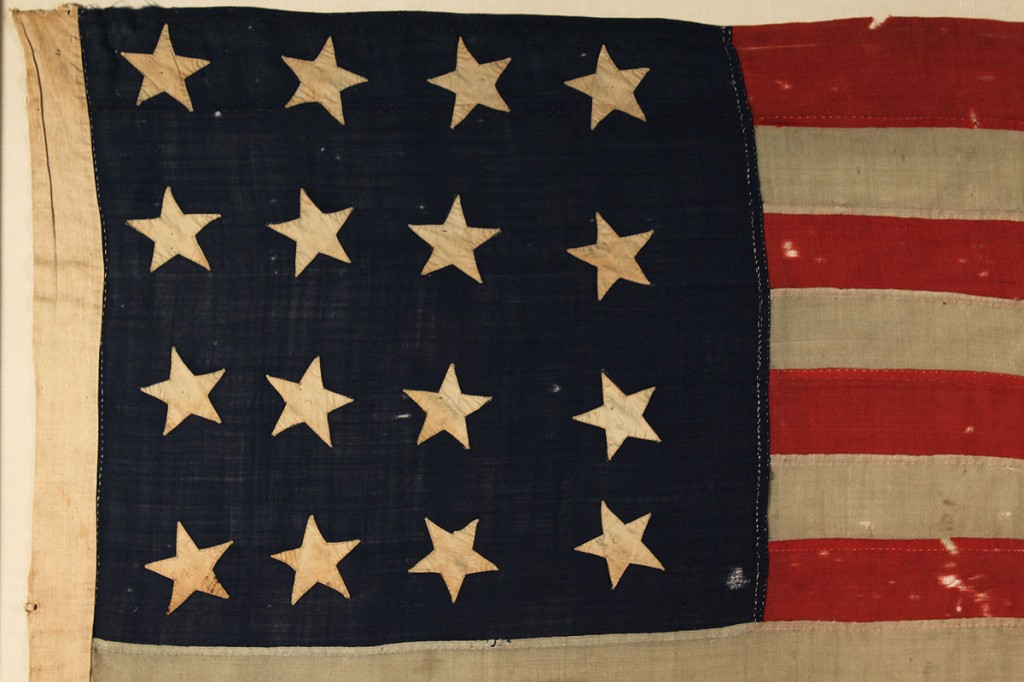 Lot 80: Sixteen Star American Flag, framed