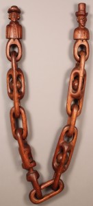 Lot 87: Folk Art Wooden Carved Figures & Chain