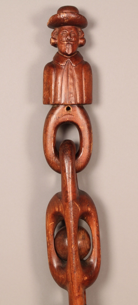Lot 87: Folk Art Wooden Carved Figures & Chain