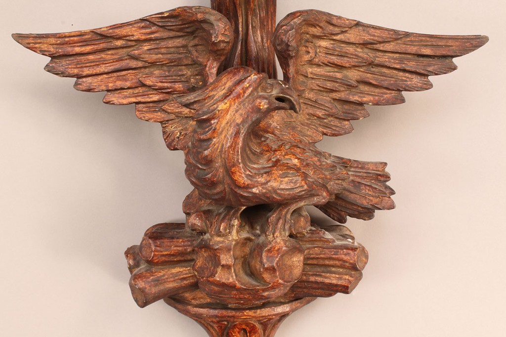 Lot 91: Large carved wood sconce with eagle