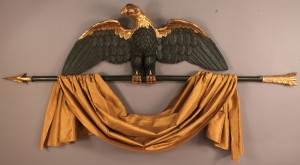 Lot 92: 19th c. parcel gilt carved eagle w/spear