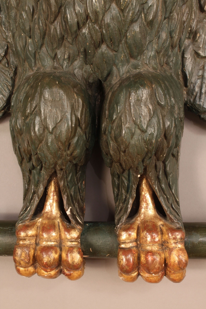 Lot 92: 19th c. parcel gilt carved eagle w/spear