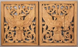 Lot 93: Pair Carved Eagle Panels
