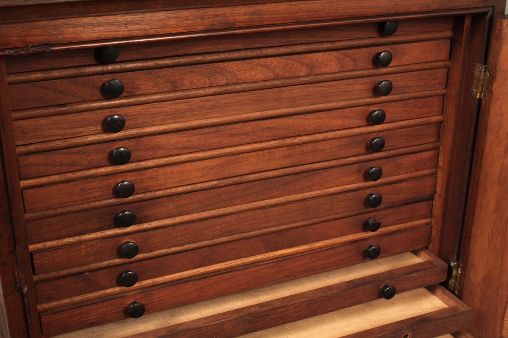 Lot 95: Mahogany Collector's Cabinet, 19th c.