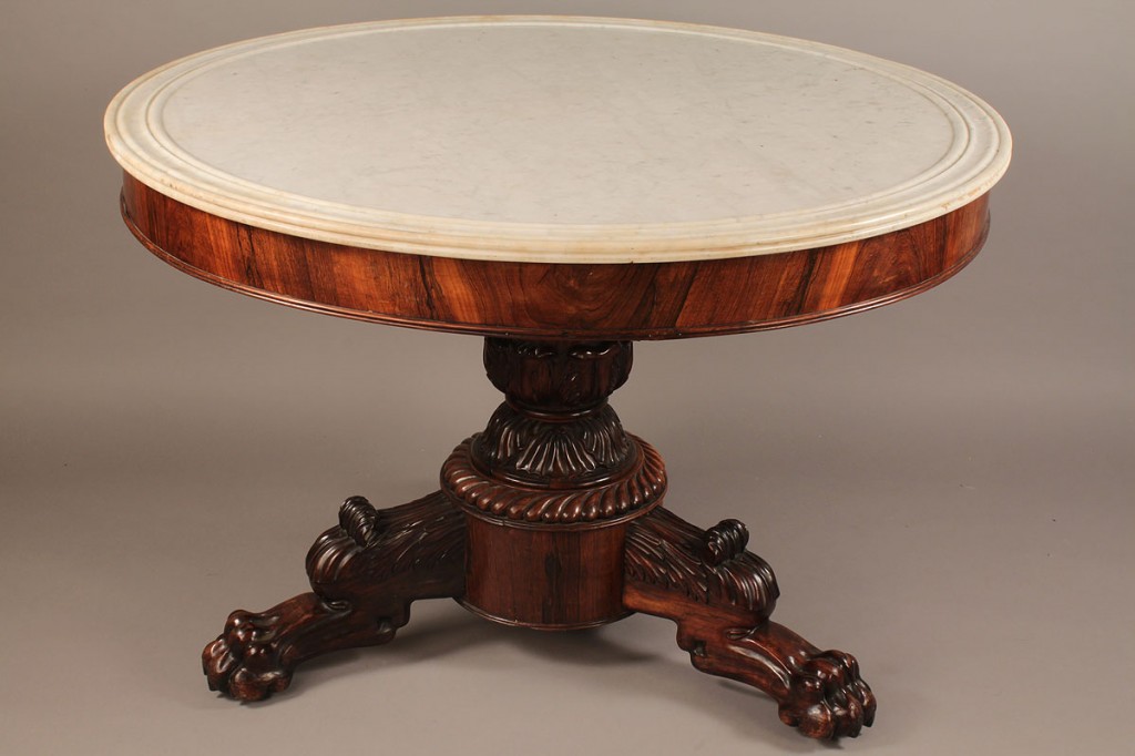 Lot 97: American Classical Center Table with Marble Top