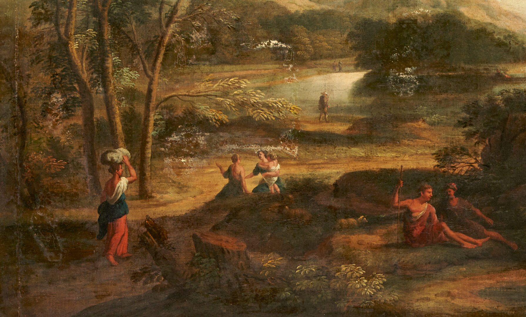 Lot 102: Large European Oil on Canvas Pastoral Landscape, 18th Century