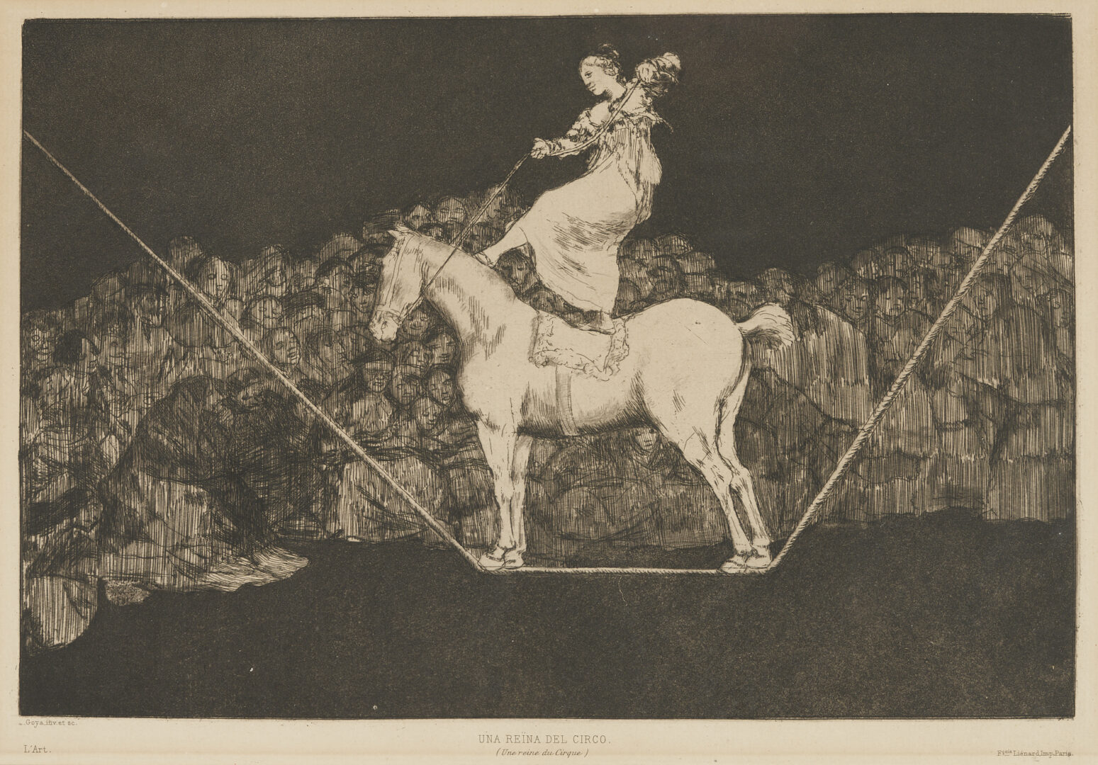 Lot 105: Goya Etching from Los Proverbios, Una Reina Del Circo