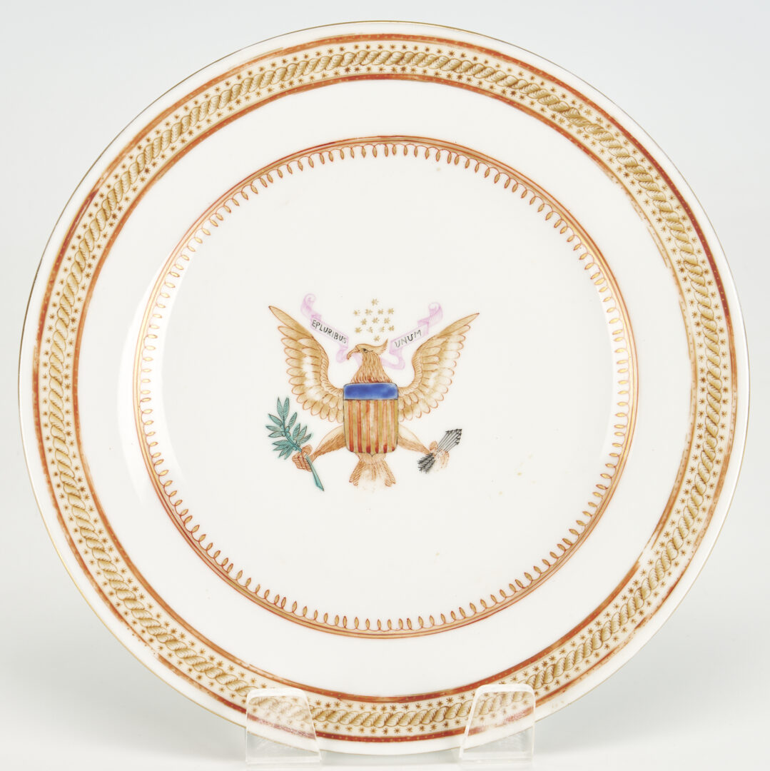 Lot 10: 9 Chinese Export Armorial Porcelain Plates