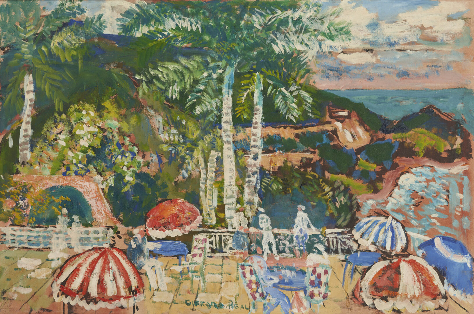 Lot 111: Gifford Beal Oil Painting, "Terrace, Ibo Lili"