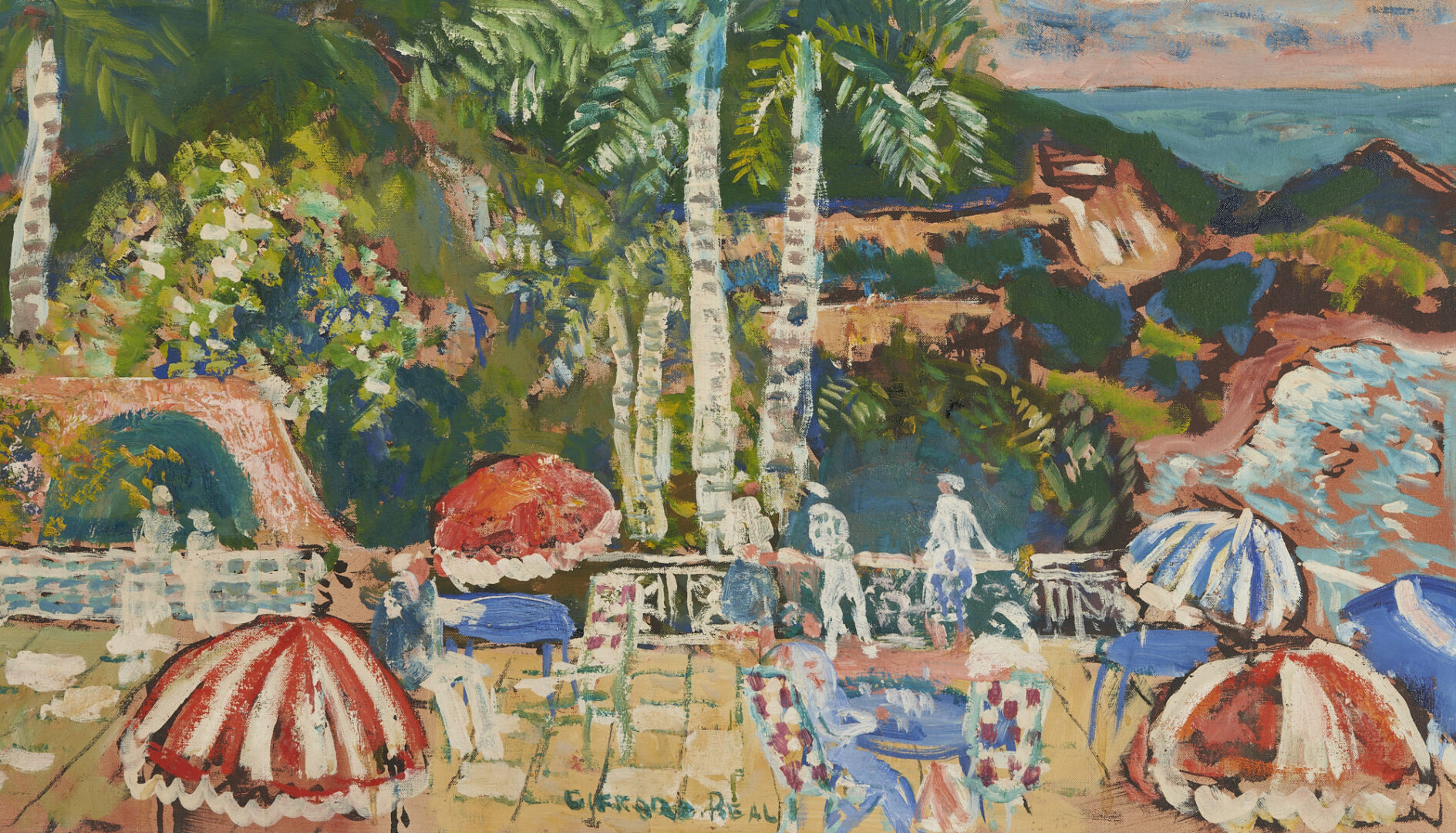 Lot 111: Gifford Beal Oil Painting, "Terrace, Ibo Lili"