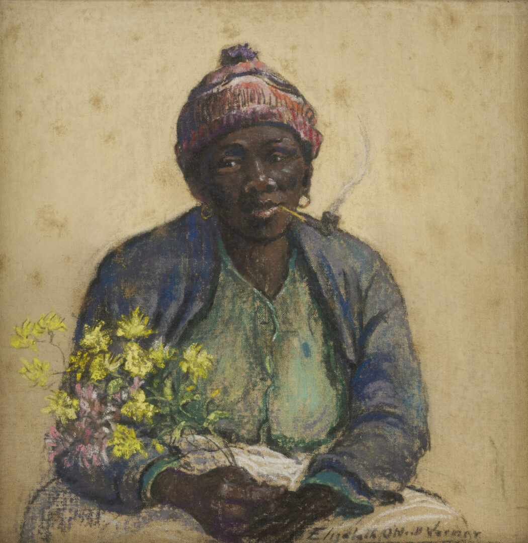Lot 126: Elizabeth O'Neill Verner Pastel Portrait, Charleston Flower Seller