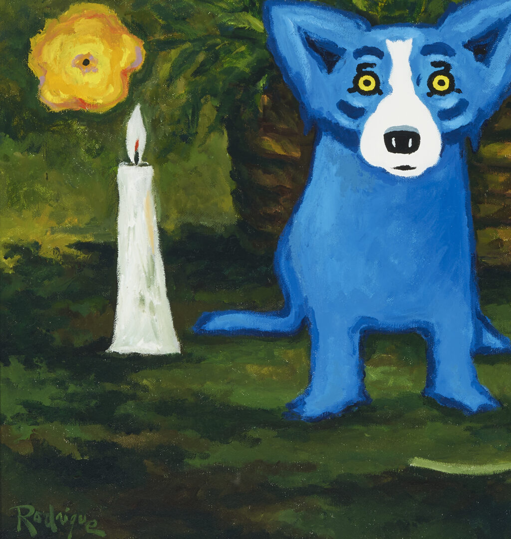 Lot 133: George Rodrigue Blue Dog Painting, Louisiana Sunday Morning
