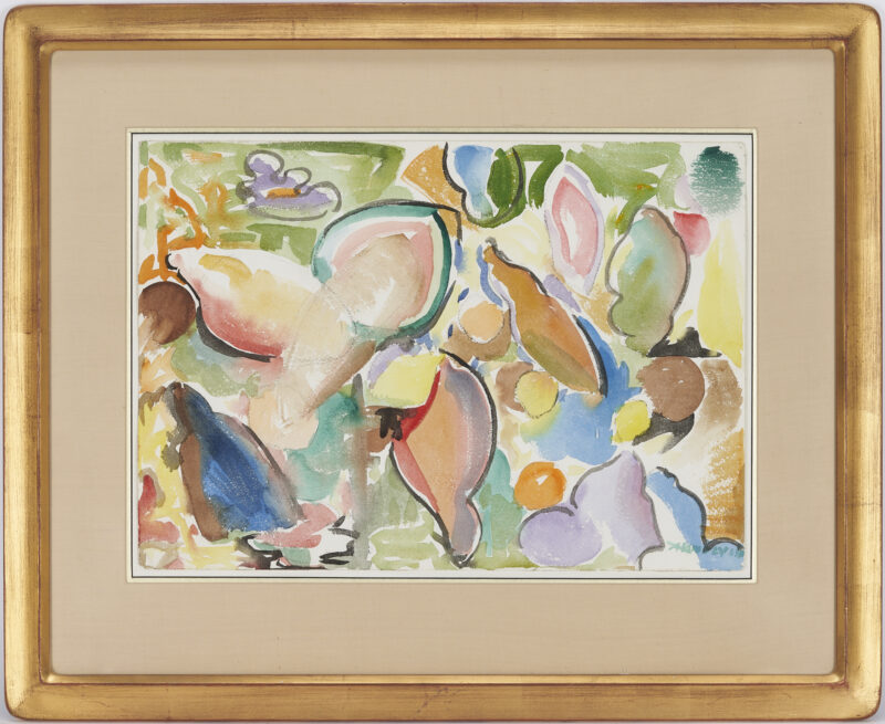 Lot 137: Avery Handley Modernist Watercolor Painting