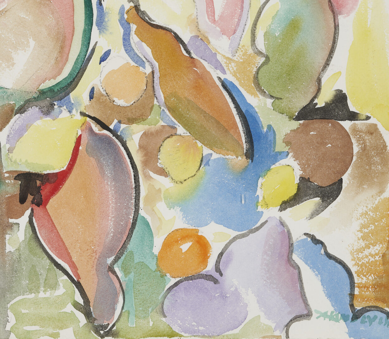 Lot 137: Avery Handley Modernist Watercolor Painting