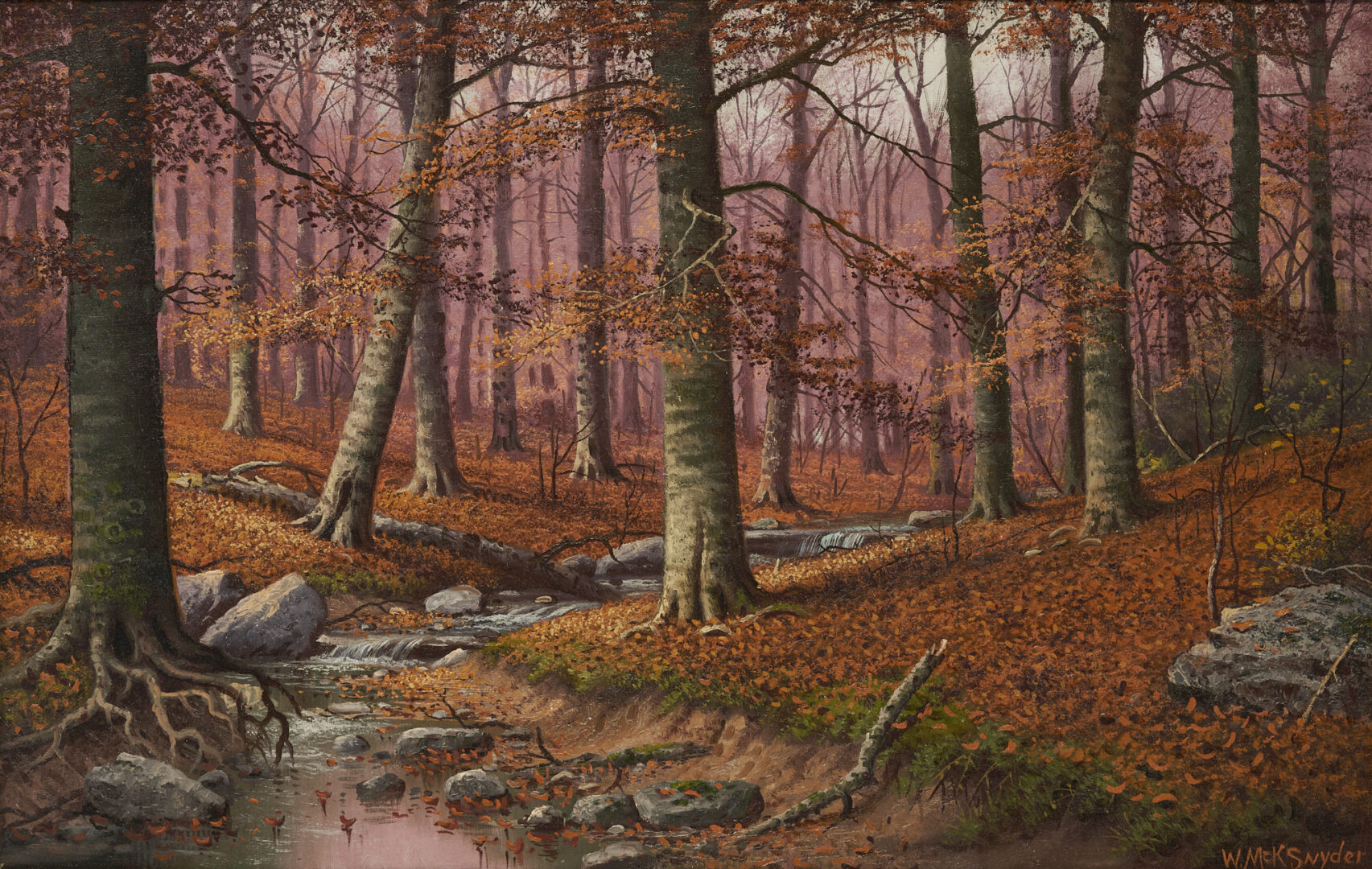 Lot 139: Large William McKendree Snyder Landscape Oil, Autumn Beechwoods