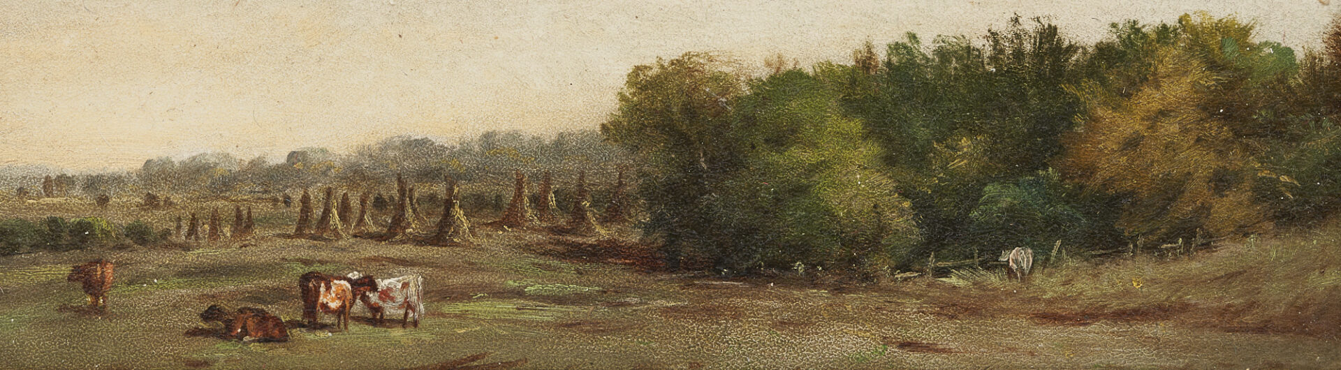 Lot 144: Thomas Campbell O/B Tennessee Landscape with Cows and Haystacks