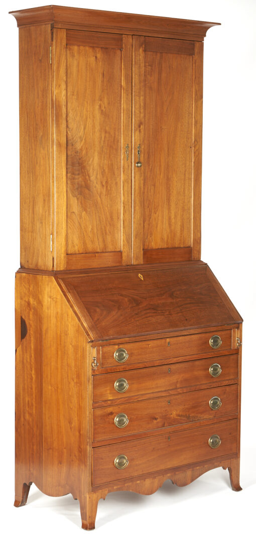 Lot 154: Southern Federal Inlaid Secretary-Bookcase