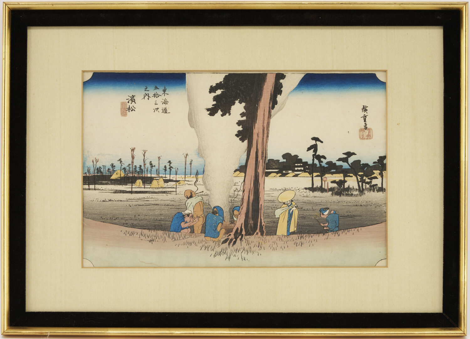Lot 15: Hiroshige Japanese Woodblock Print, Hamamatsu: Winter Scene, Hoeido Tokaido, Edo Period