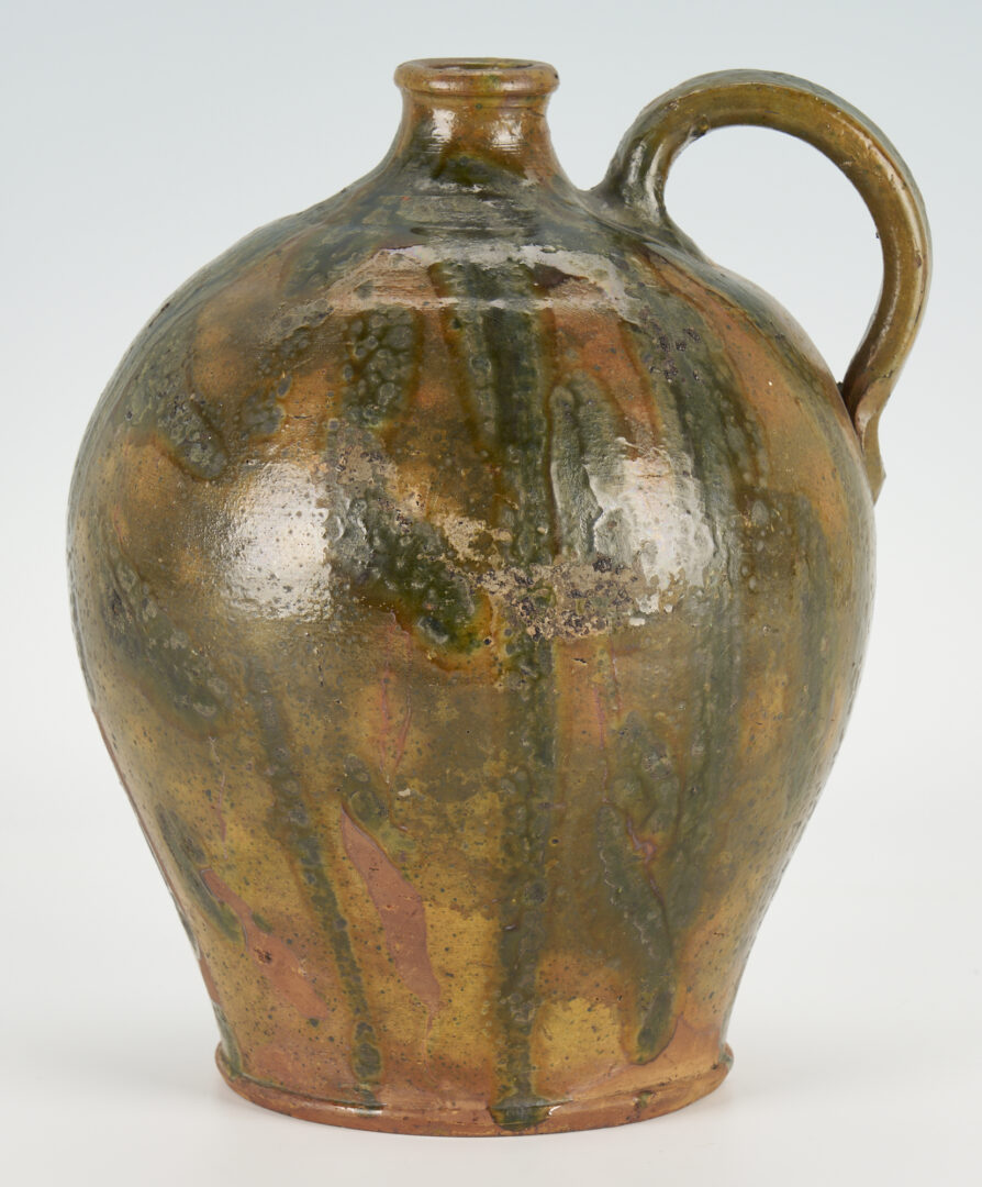 Lot 160: Piedmont Virginia Earthenware Pottery Jug w/ Copper Oxide